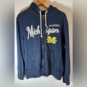Vintage Campus Crew Michigan Wolverines Sweater Mens L Hoodie Zip Embroidered